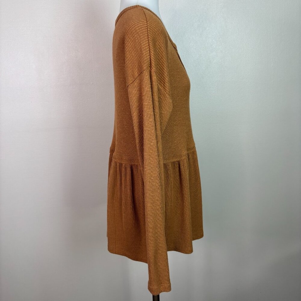 Maurices Top Small Brown‎ Ribbed Knit Long Sleeve Casual Shirt Women's - Picture 6 of 11